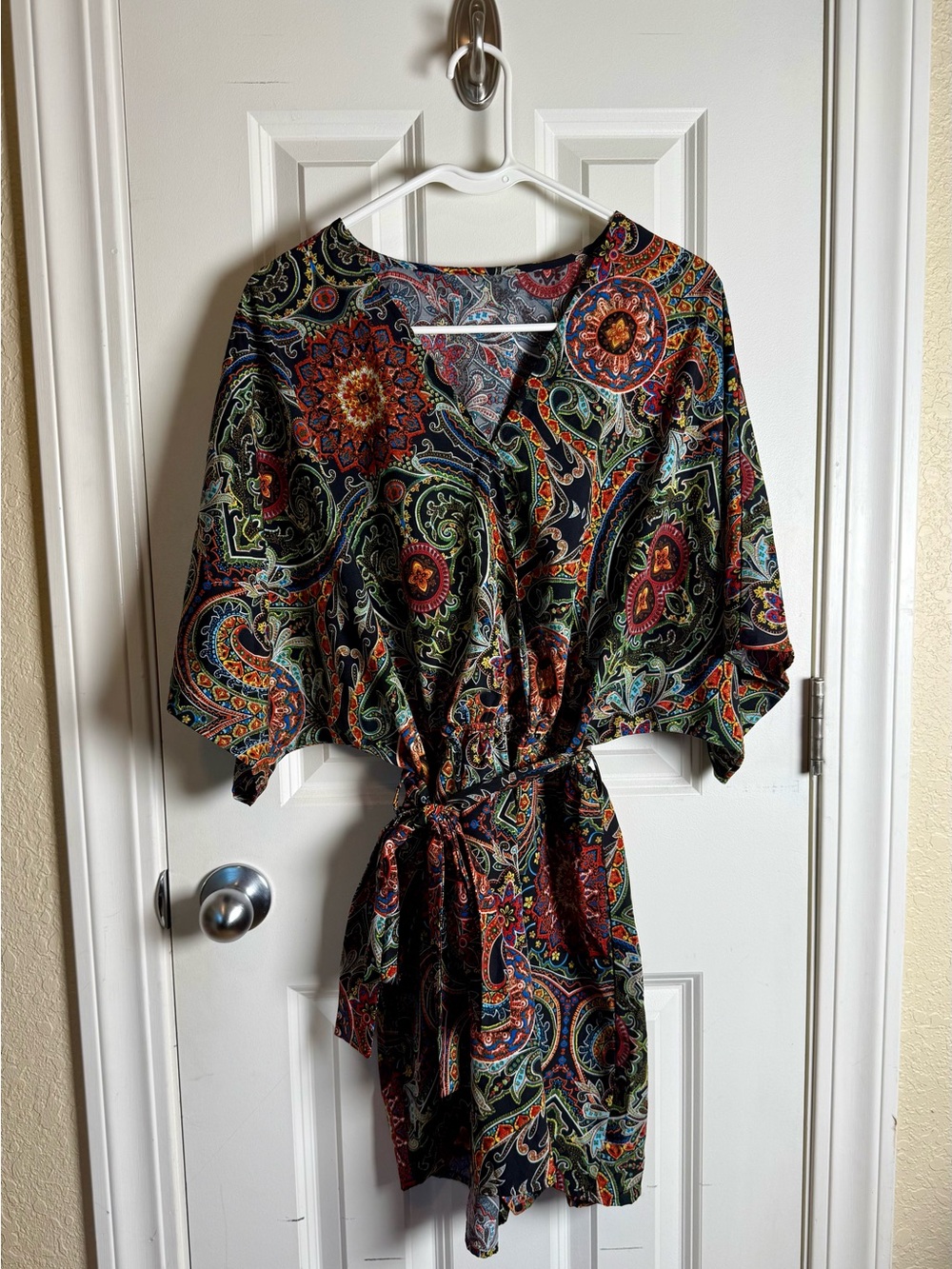 Women's Paisley Print Kimono Style Romper